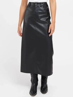 Brunette the Label Janis Vegan Leather Midi Skirt